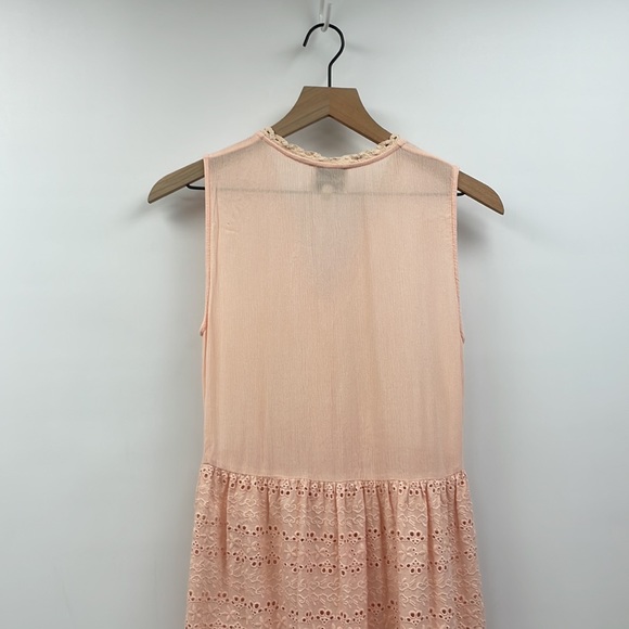 Playa Lucila Embroidered Eyelet Tiered Sleeveless Button-Up Maxi Dress Small - Picture 7 of 10